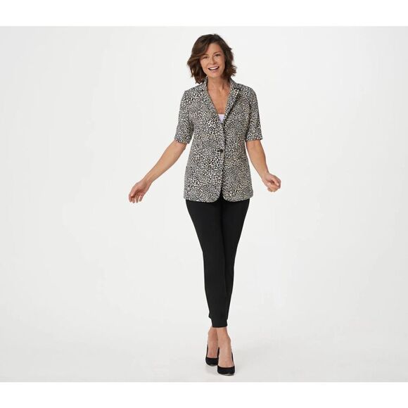 Susan Graver Blazer Women's Large Multi-Color Leopard Print Soft Single Breasted - Picture 15 of 16